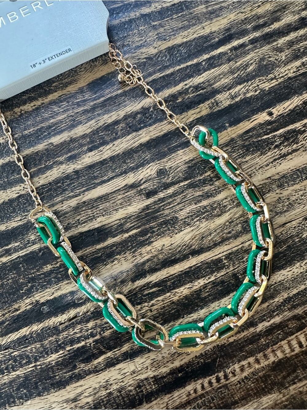 Emberly Green and Gold Chain Link Necklace